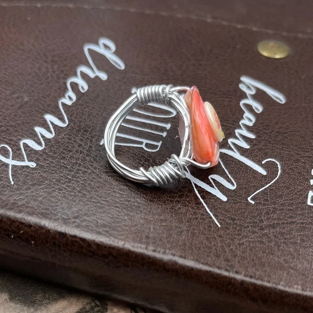 Y2K Handmade Rose Cabochon Ring 6.5 Cottagecore Fairycore Coquette